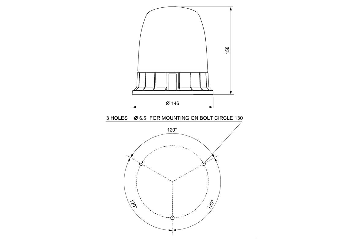 Beacon to be screwed 23W, with bulbs H21 12 et 24V included   